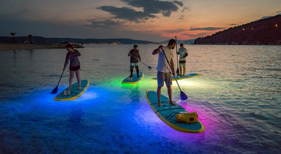 Stand Up Paddleboarding in Split Croatia at night